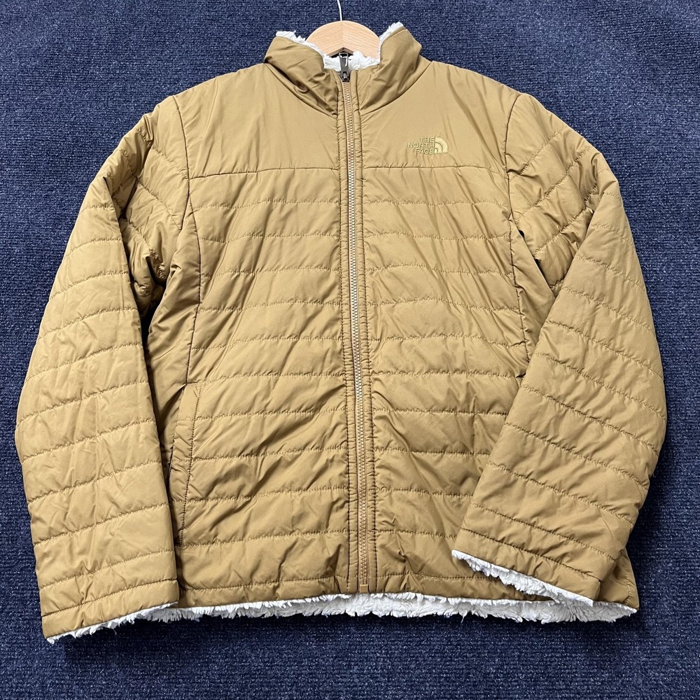 The North‎ Face Jacket Girls XL 18 Beige Puffer Sherpa Fleece Lined Zip Winter